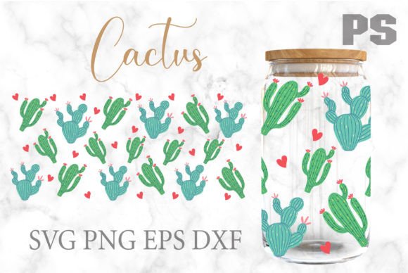 Cactus Can Glass Svg 16oz Libbey Wrap