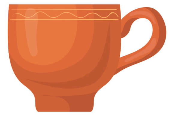 Ceramic Mug Icon. Cartoon Brown Clay Cup