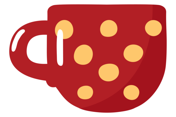 Ceramic Mug with Dot Pattern. Cute Carto