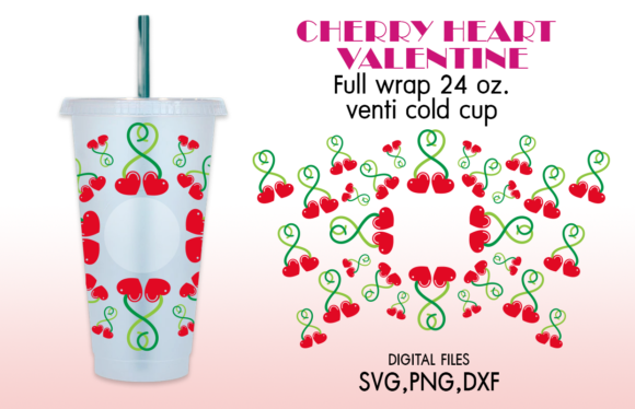 Cherry Heart Valentine Venti Cold Cup
