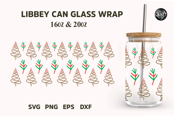 Christmas Libbey Can Glass 16oz SVG
