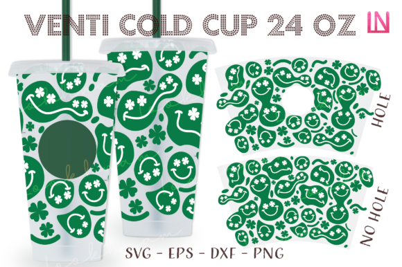 Clover Smiley Faces 24 Oz Venti Cup Wrap