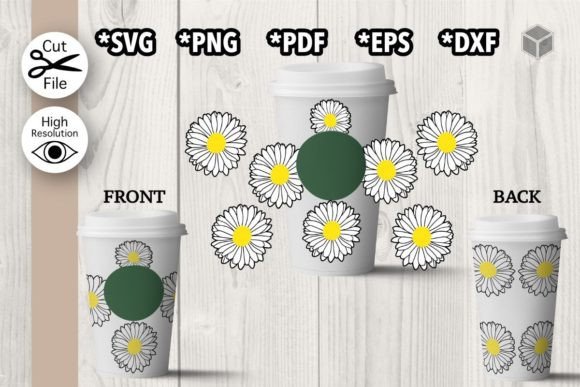Daisy Hot Cup Wrap Template