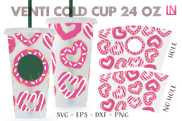 Donut Hearts Valentine 24Oz Venti Cup