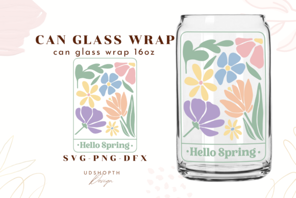 Flower Beer Can Glass SVG, Flower Sprigs