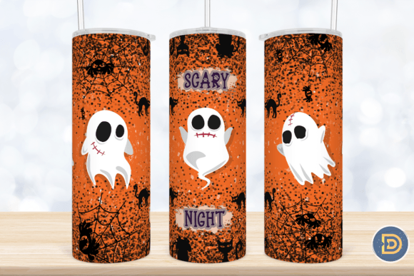Ghost Halloween Orange 20Oz Tumbler Wrap