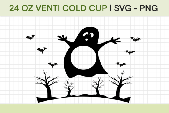 Ghost Trees Bats Halloween 24oz Wrap