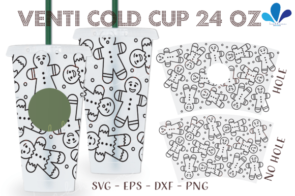 Gingerbread Man Outline Venti Wrap SVG