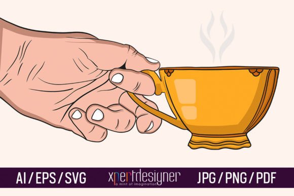 Hand Drawn Coffee Cup in Hand Vector