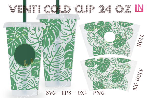 Monstera with Name Space 24 Oz Venti Cup