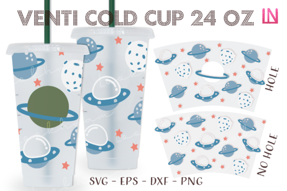 Outer Space Planet 24 Oz Venti Cold Cup