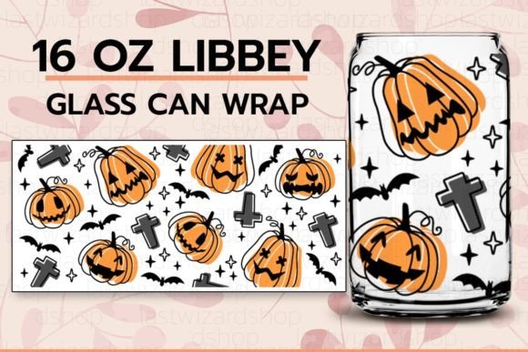 Pumpkins Bat 16oz Libbey Beer Can SVG