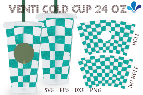 Retro Checker Wave Pattern Venti Wrap