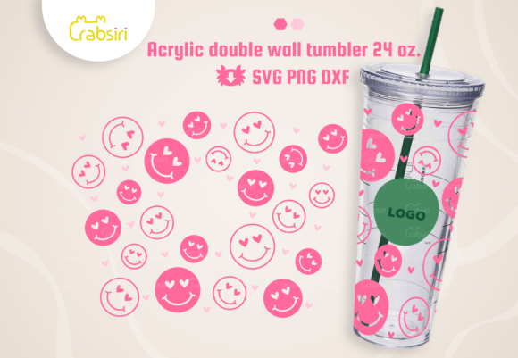 Smile Love Acrylic Tumbler 24oz.