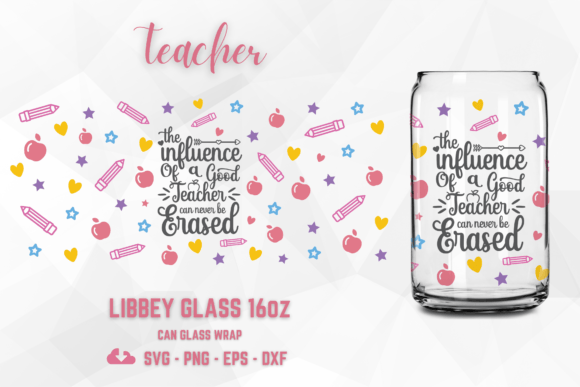 Teacher 16oz Libbey Glass Wrap SVG