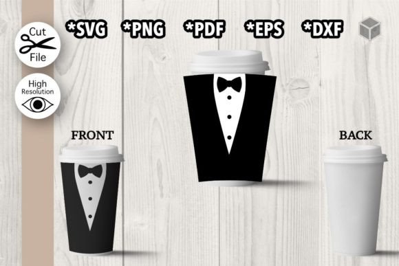 Tuxedo Hot Cup Wrap Template