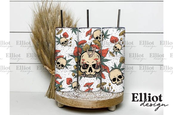 Weed Skull Tumbler Wrap PNG