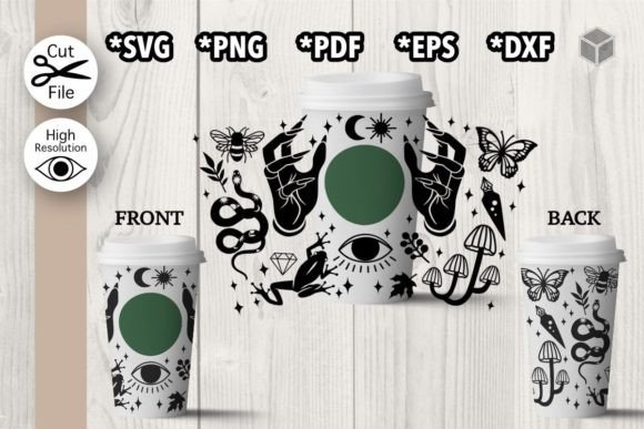 Witchy Hot Cup Wrap Template